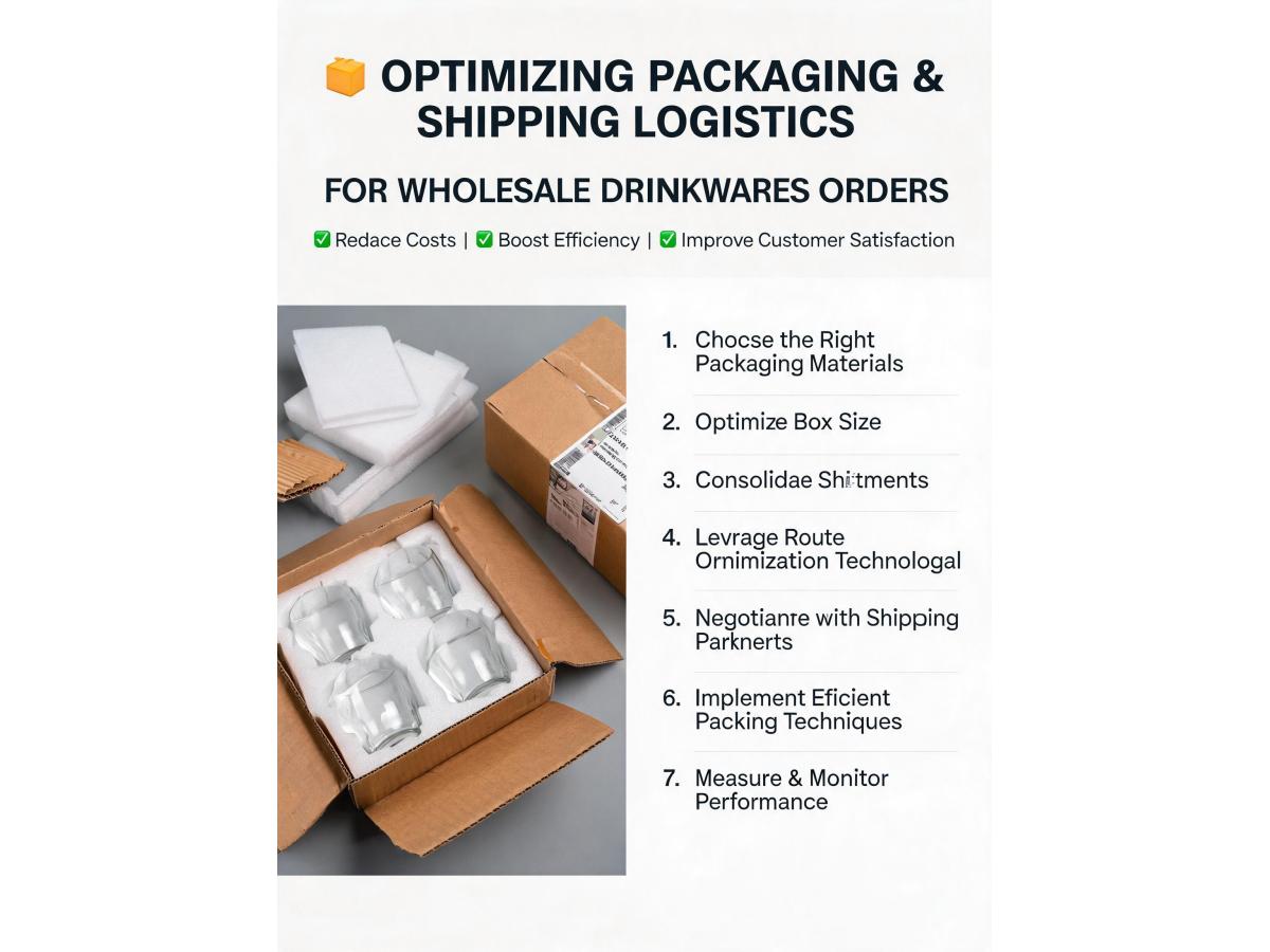 How can packaging and shipping logistics be optimized to reduce overall cost for wholesale drinkware orders?