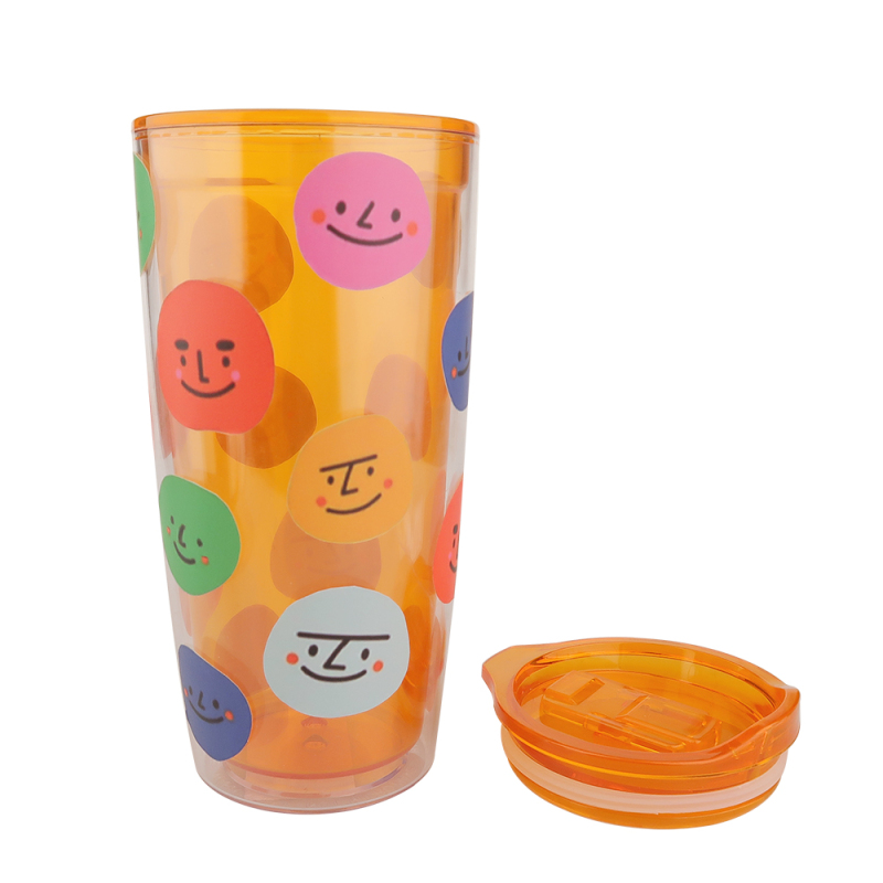 22oz Custom Reusable Plastic Water Bottle-Double Wall AS Material-Coffee and Tea Cup-Actever A17188