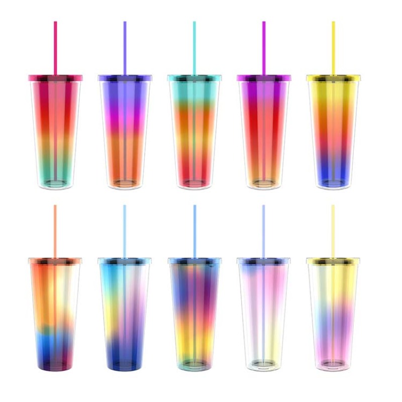 16oz/20oz/24oz Custom Printed Plastic Tumbler with Straw and Lid-AS Material-Actever A334004 Wholesale Drinkware