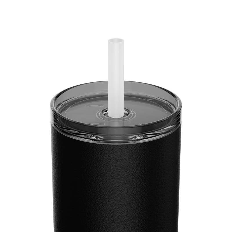 Stainless Steel Double Wall Reusable Tumbler With Leak-proof Straw Lid