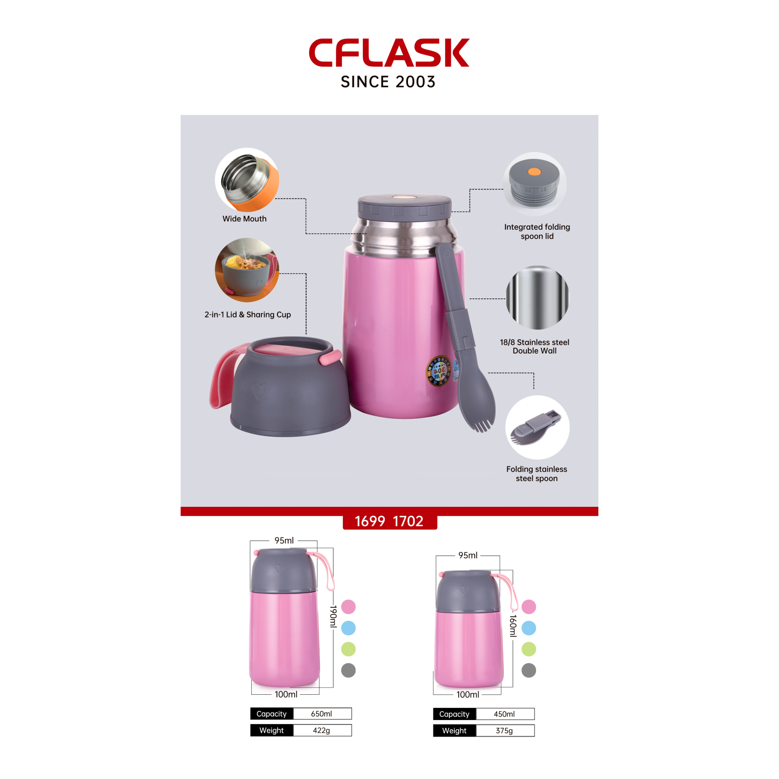 Custom Food Jar Flask For Hot Food Stainless Steel Vacuum Insulated Soup Food Container For Kids