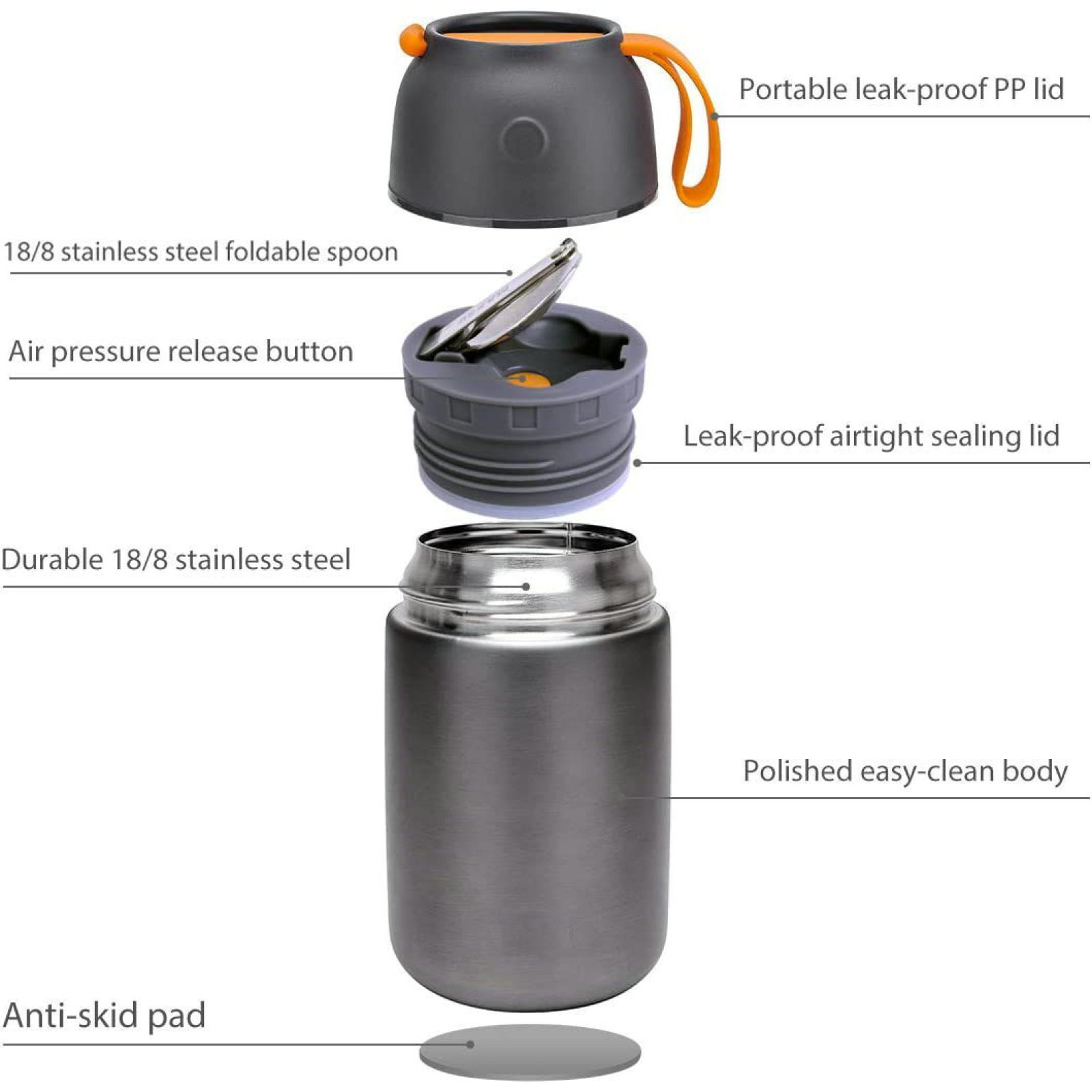 Custom Food Jar Flask For Hot Food Stainless Steel Vacuum Insulated Soup Food Container For Kids