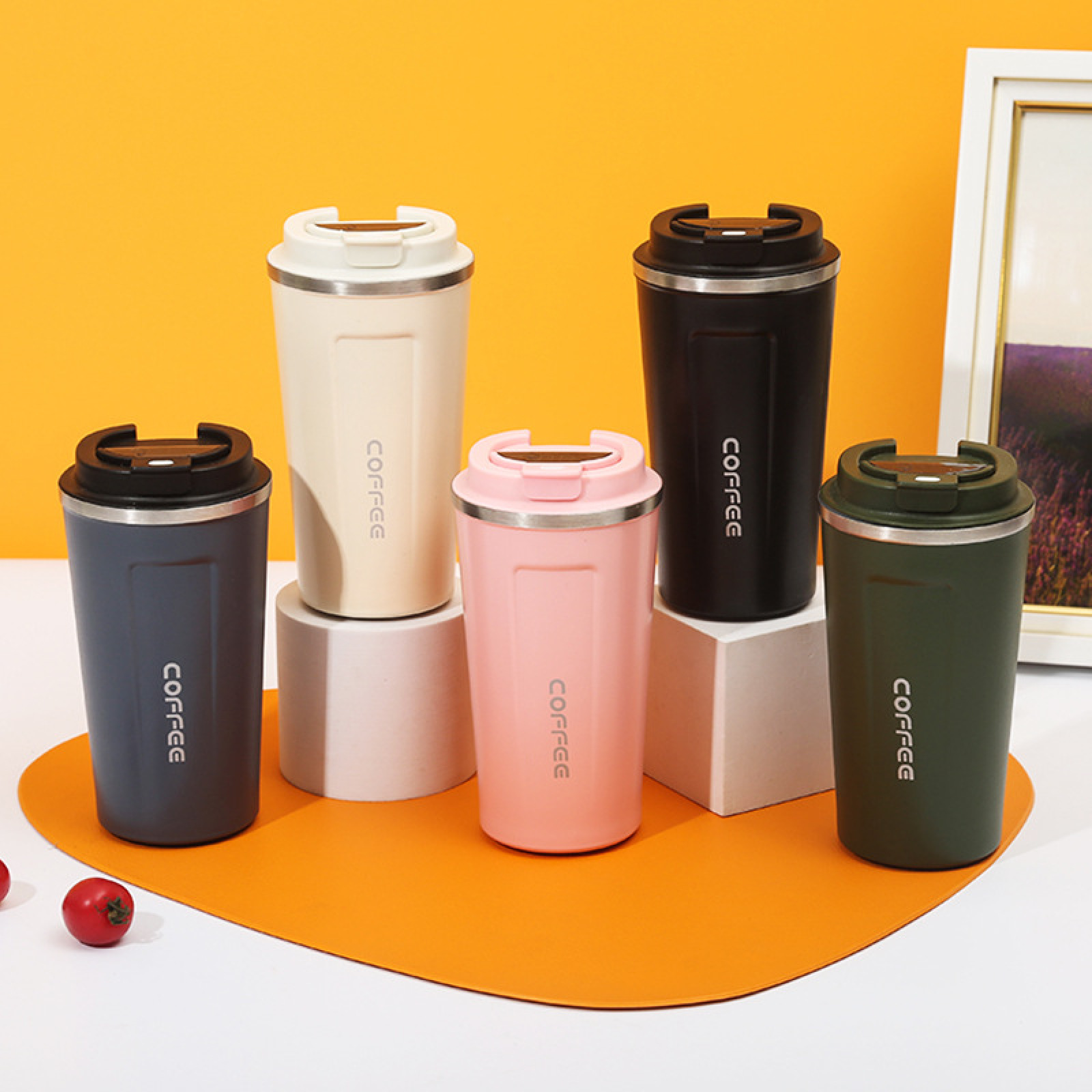 Wholesale Custom Logo 304 Stainless Steel Insulated Tumbler LED Intelligent Temperature Measurement Car's Vacuum Coffee Cup