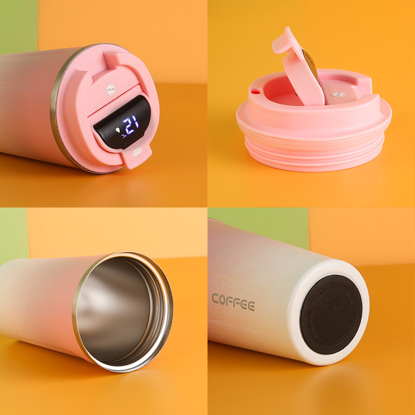 Wholesale Custom Logo 304 Stainless Steel Insulated Tumbler LED Intelligent Temperature Measurement Car's Vacuum Coffee Cup