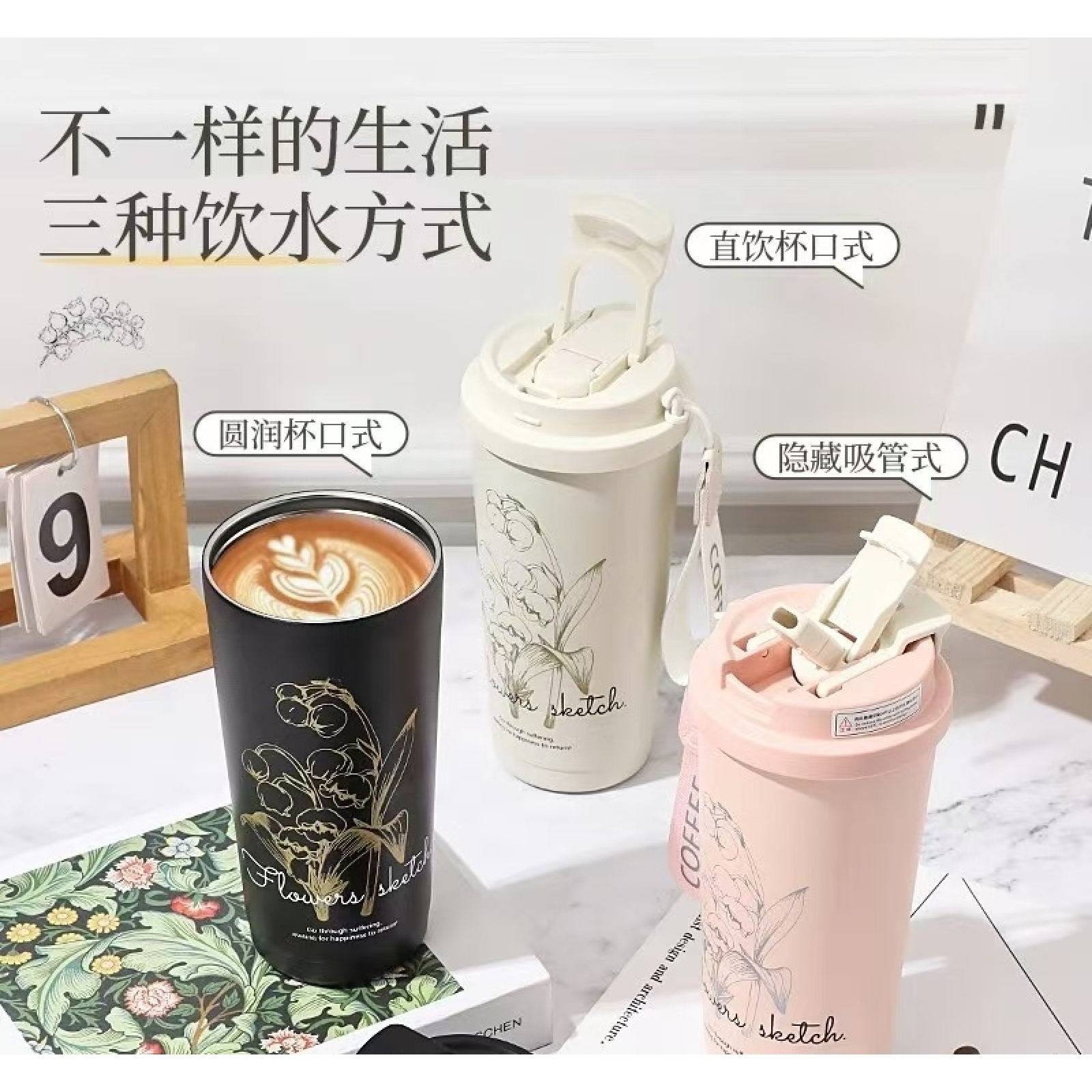 520ml Coffee Mug Stainless Steel Thermal Water Bottle With Straw Cover 316 Steel Drink Cup Office Mug