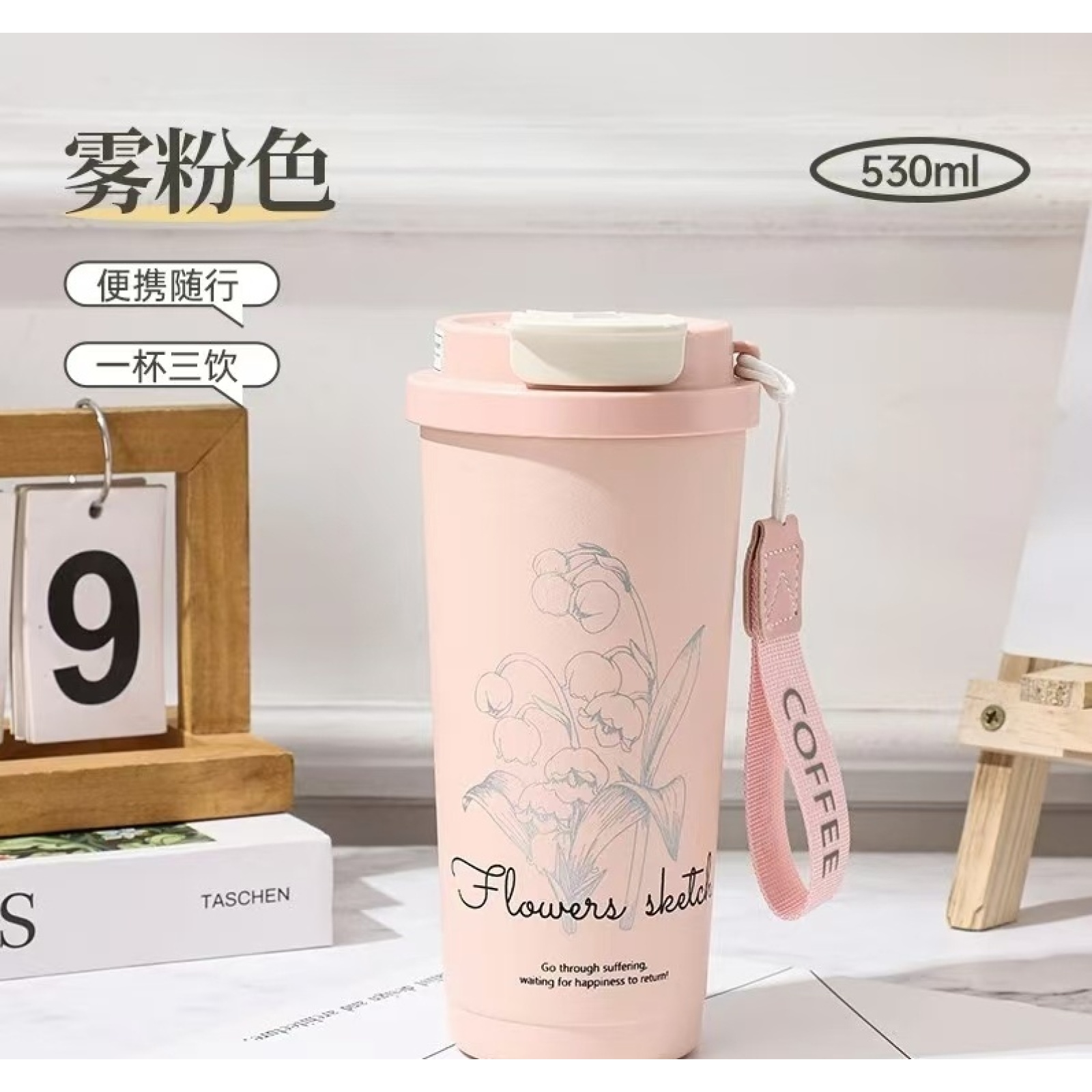 520ml Coffee Mug Stainless Steel Thermal Water Bottle With Straw Cover 316 Steel Drink Cup Office Mug