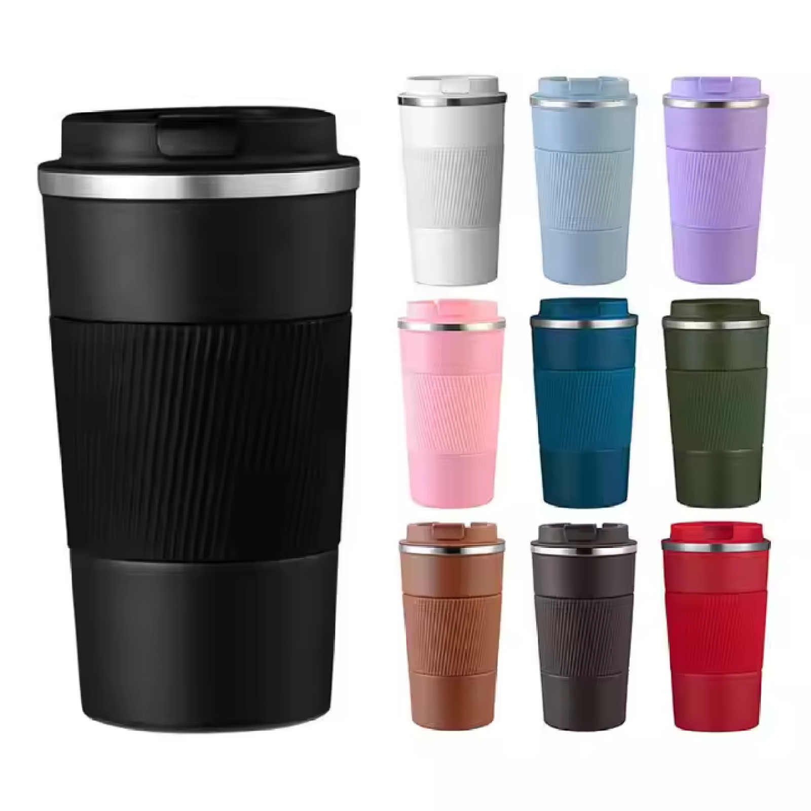 Portable Double Wall Insulated Thermos Thermal Vacuum Stainless Steel Water Tea Coffee Cup Mug Tumbler With Spill Proof Lid