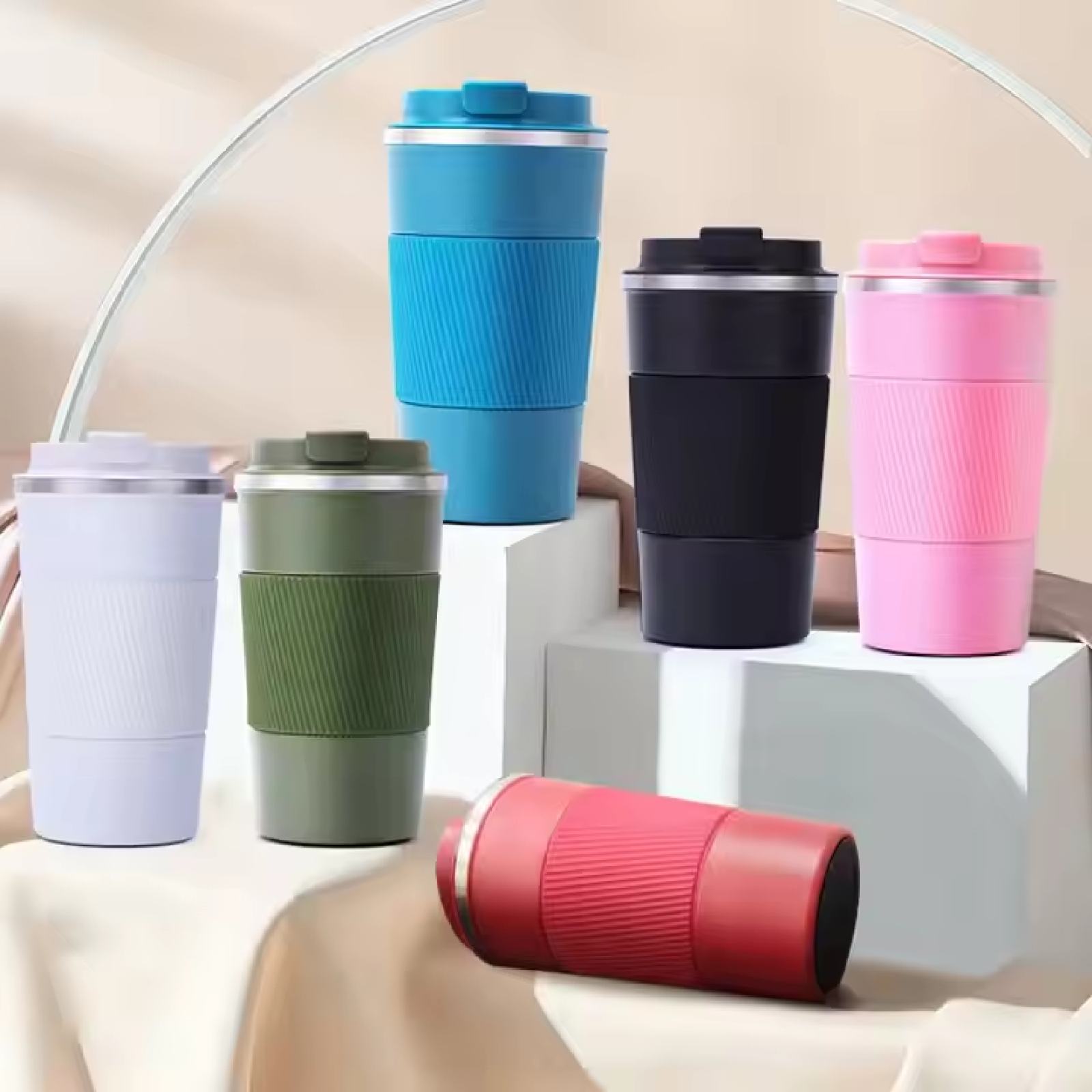 Portable Double Wall Insulated Thermos Thermal Vacuum Stainless Steel Water Tea Coffee Cup Mug Tumbler With Spill Proof Lid