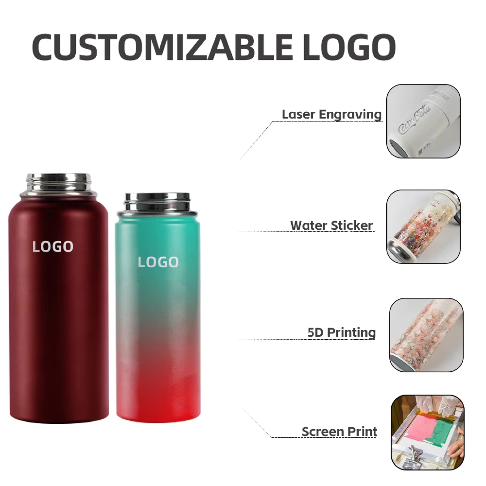 Stainless Steel Gym Water Bottle With Magnetic Phone Holder New Hot Sell 32oz Double Wall MagneticTravel Sports Water Bottle