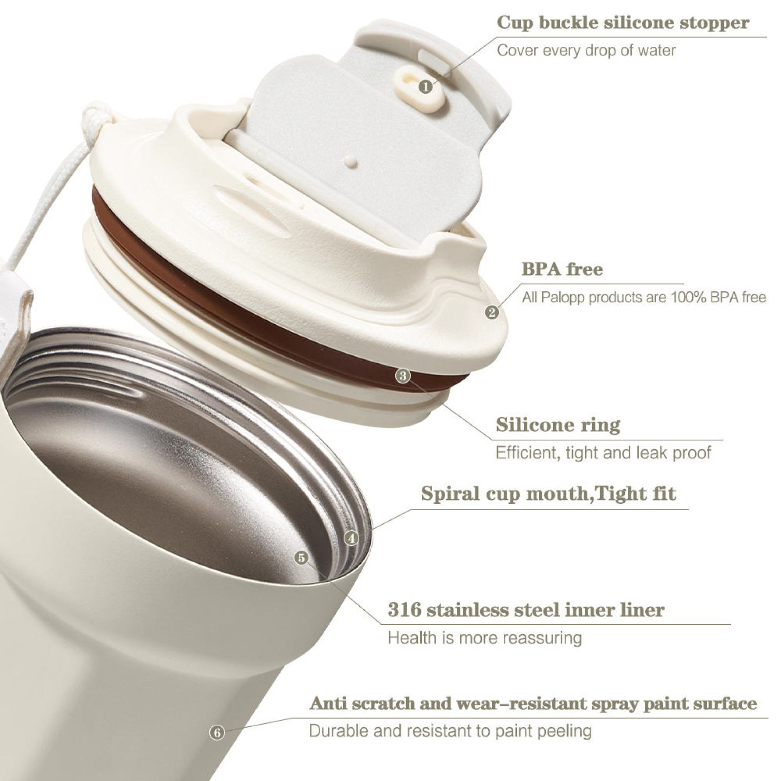 Office Travel Cup Stainless Steel Modern with Lid Handle New 420ml Metal Classic Unisex Tour Vacuum Insulated Coffee Cup