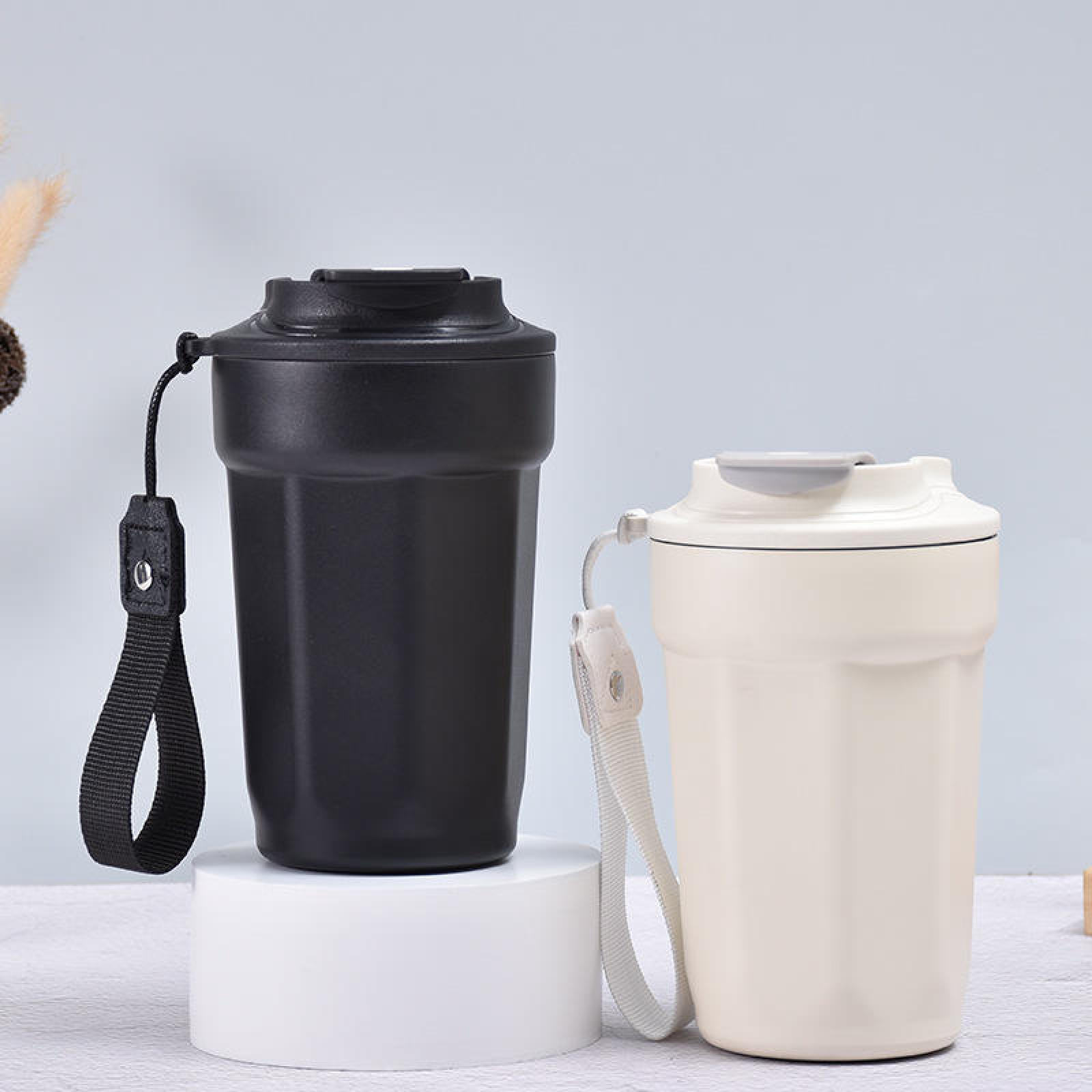 Office Travel Cup Stainless Steel Modern with Lid Handle New 420ml Metal Classic Unisex Tour Vacuum Insulated Coffee Cup