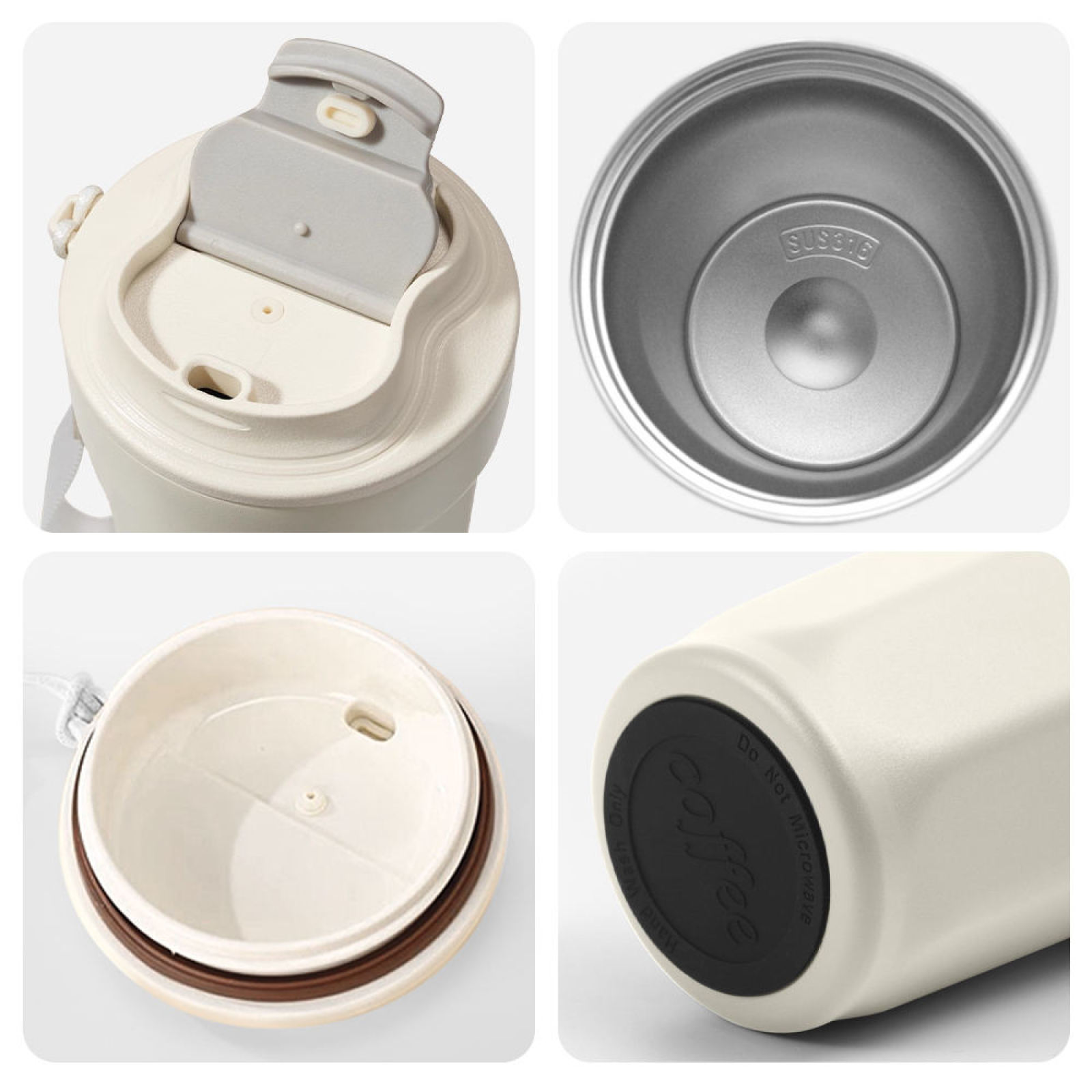 Office Travel Cup Stainless Steel Modern with Lid Handle New 420ml Metal Classic Unisex Tour Vacuum Insulated Coffee Cup