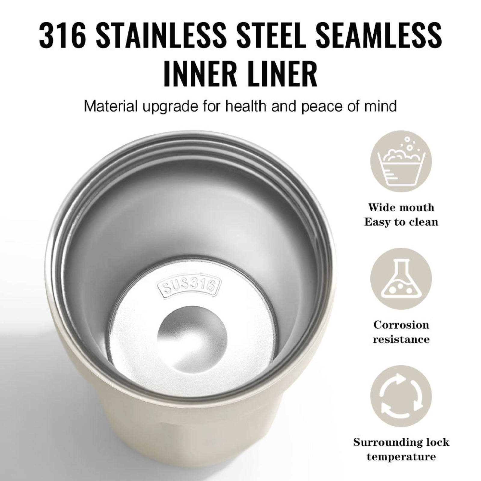 Office Travel Cup Stainless Steel Modern with Lid Handle New 420ml Metal Classic Unisex Tour Vacuum Insulated Coffee Cup