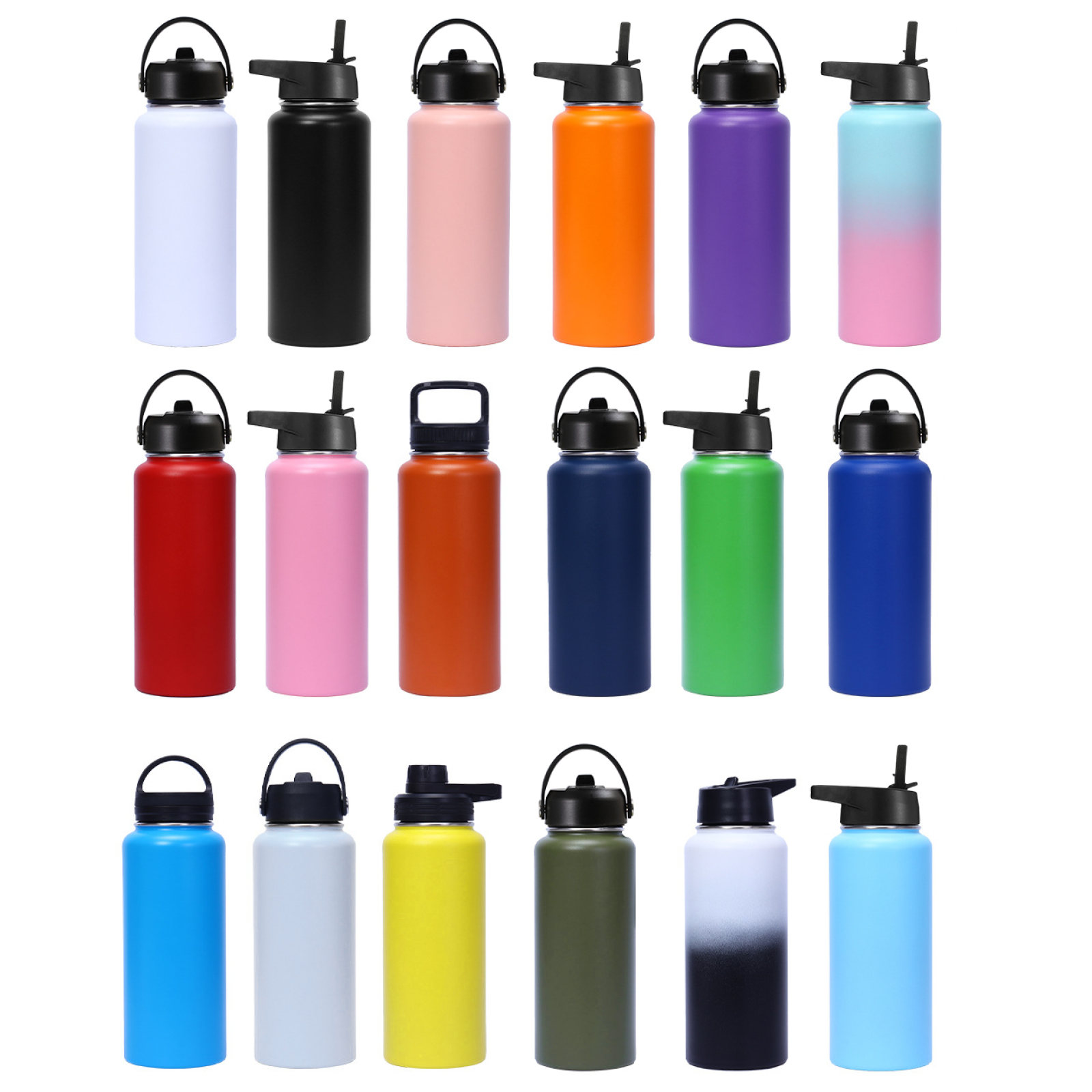 Custom 32oz 40oz Stainless Steel Water Bottles  Vacuum Insulated Thermos Flask Powder Coated Thermal Water Bottle