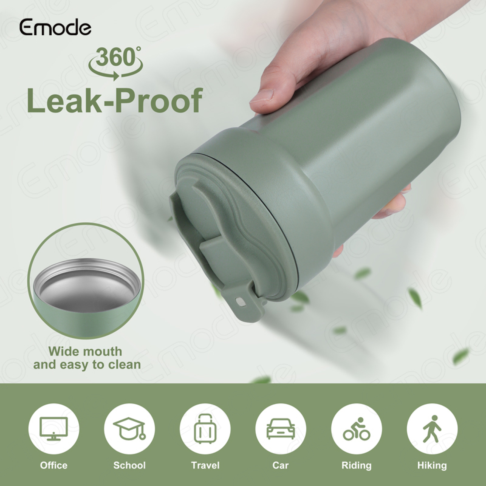 Emode 2025 Hot Sale Small Capacity Wide Mouth Mug Outdoor Insulated Tumbler With Lid