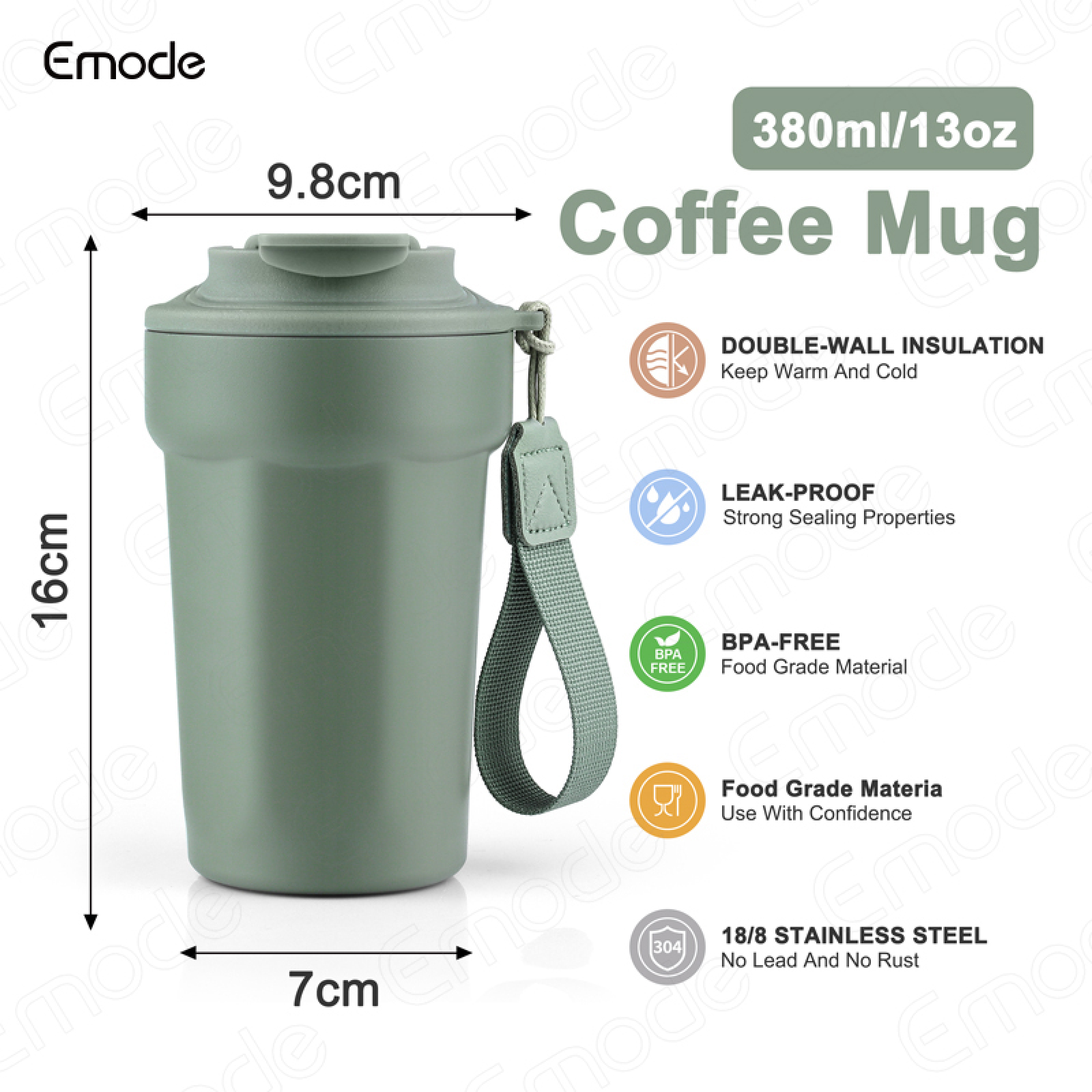 Emode 2025 Hot Sale Small Capacity Wide Mouth Mug Outdoor Insulated Tumbler With Lid