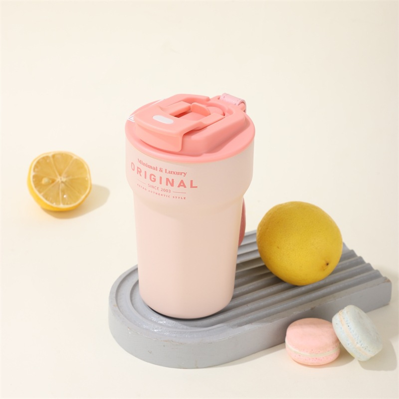 Cflask 480ml Multifunctional Integrated Stainless Steel Ceramic Coffee Tumbler, Creative Design, 6-12 Hours Thermal Retention