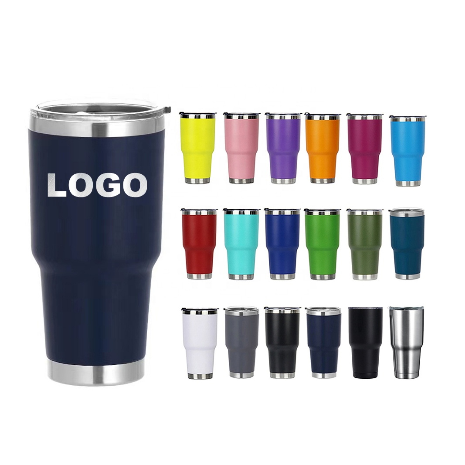 Wholesale Custom Logo 30oz Travel Tumbler Double Walled Vacuum Insulated Stainless Steel 30oz Tumbler Cups with Lids and Straws