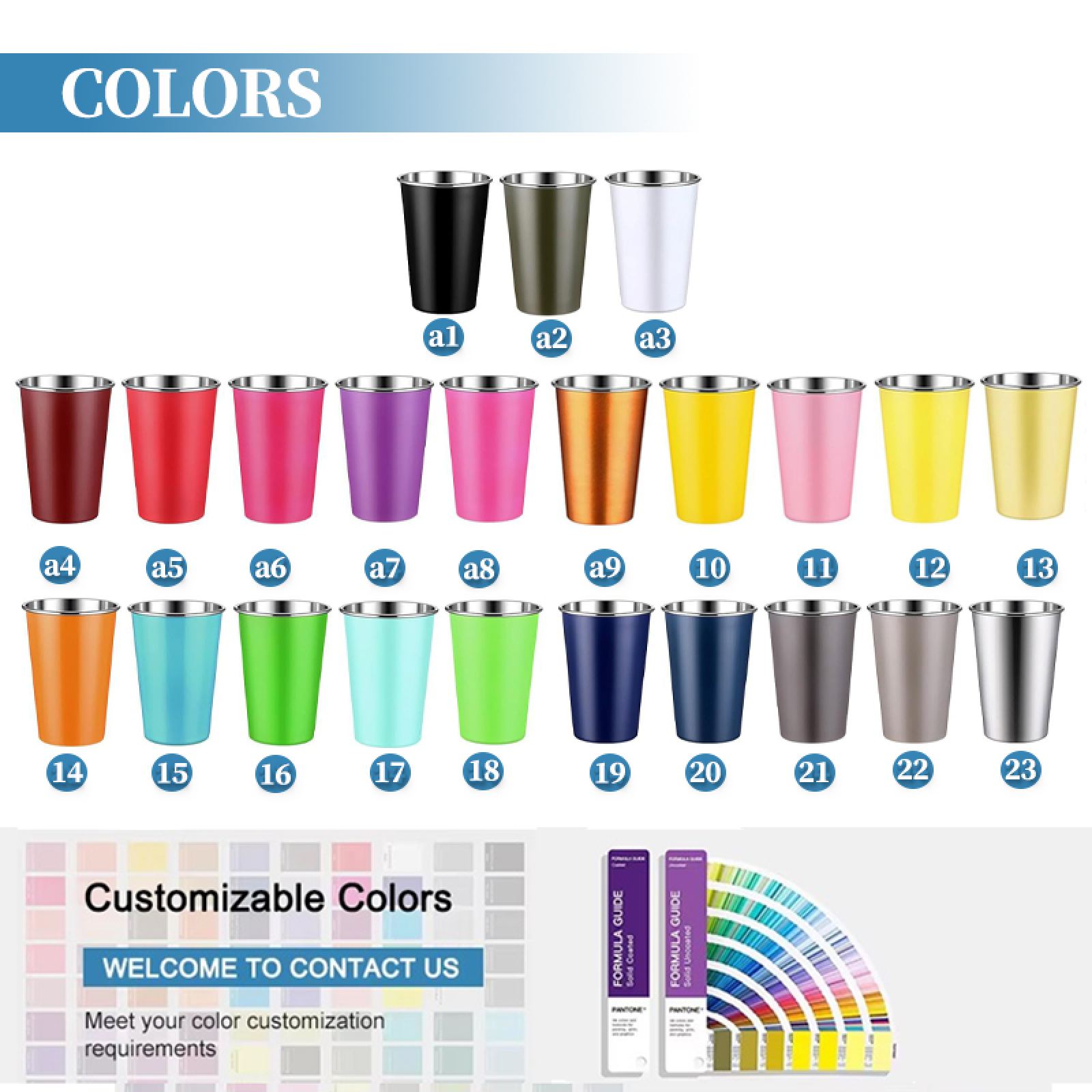 16oz New Tumbler Cups Wholesale 500ml Single Wall Stackable Aluminum Party Beer Cup Cold Drinking Water Bottle Mug