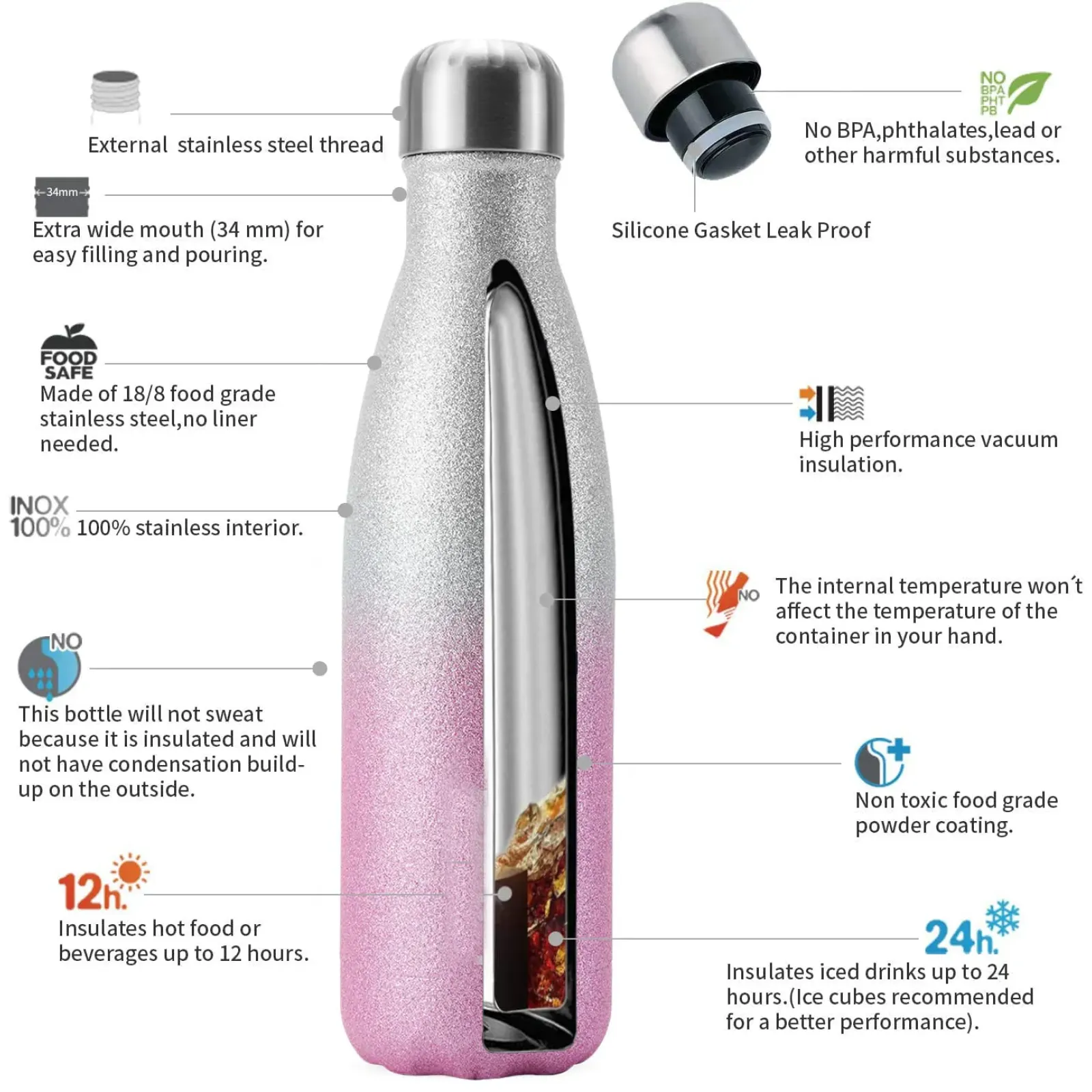 Stainless Steel Travel Thermal Drinking Water Vacuum sealed Bottle Water Bottle Leak Proof Water Bottle Bpa Free Vacuum Flasks