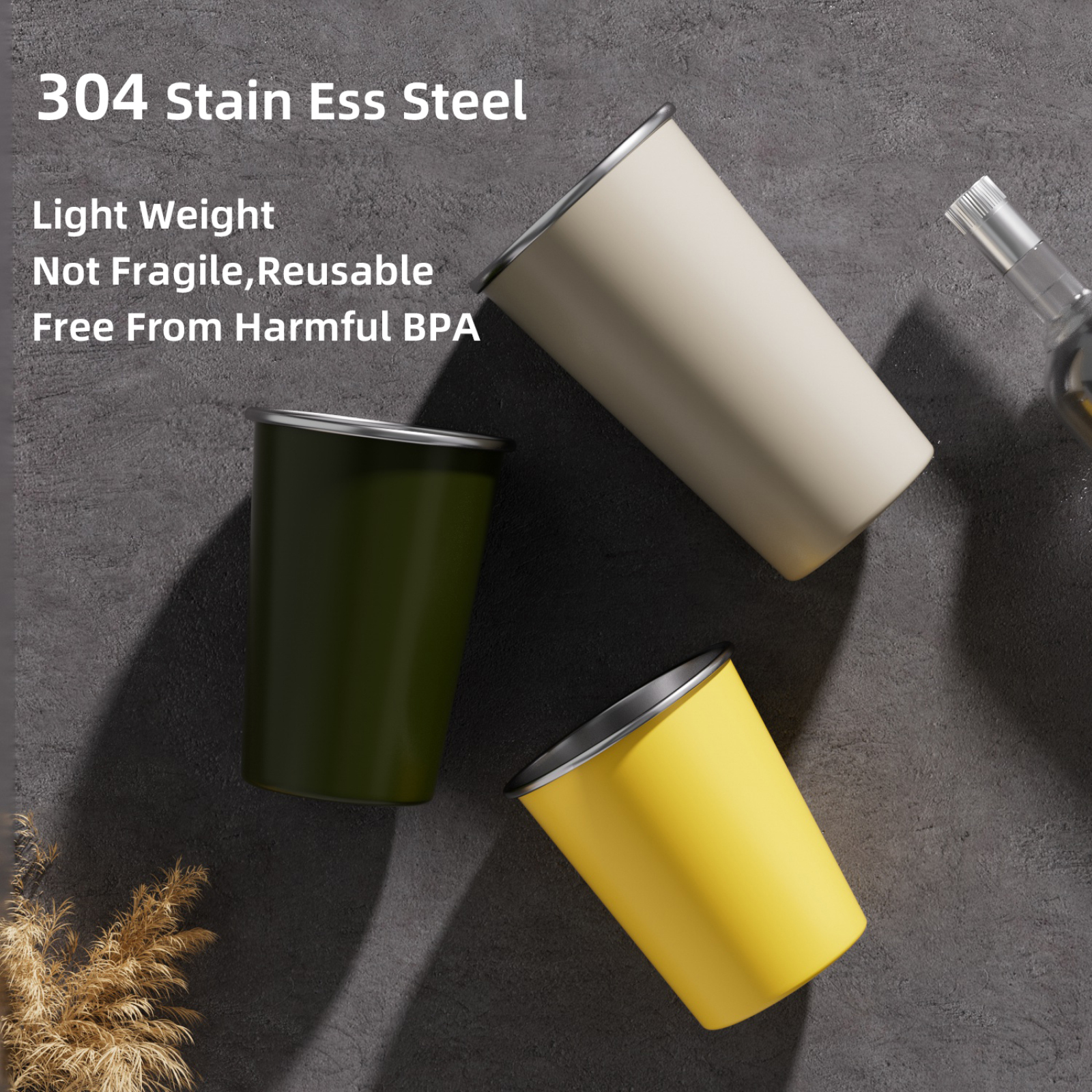 Premium 520 ML Stainless Steel Tumblers Home Restaurant Travel Picnic Camping Outdoor Pint Cups