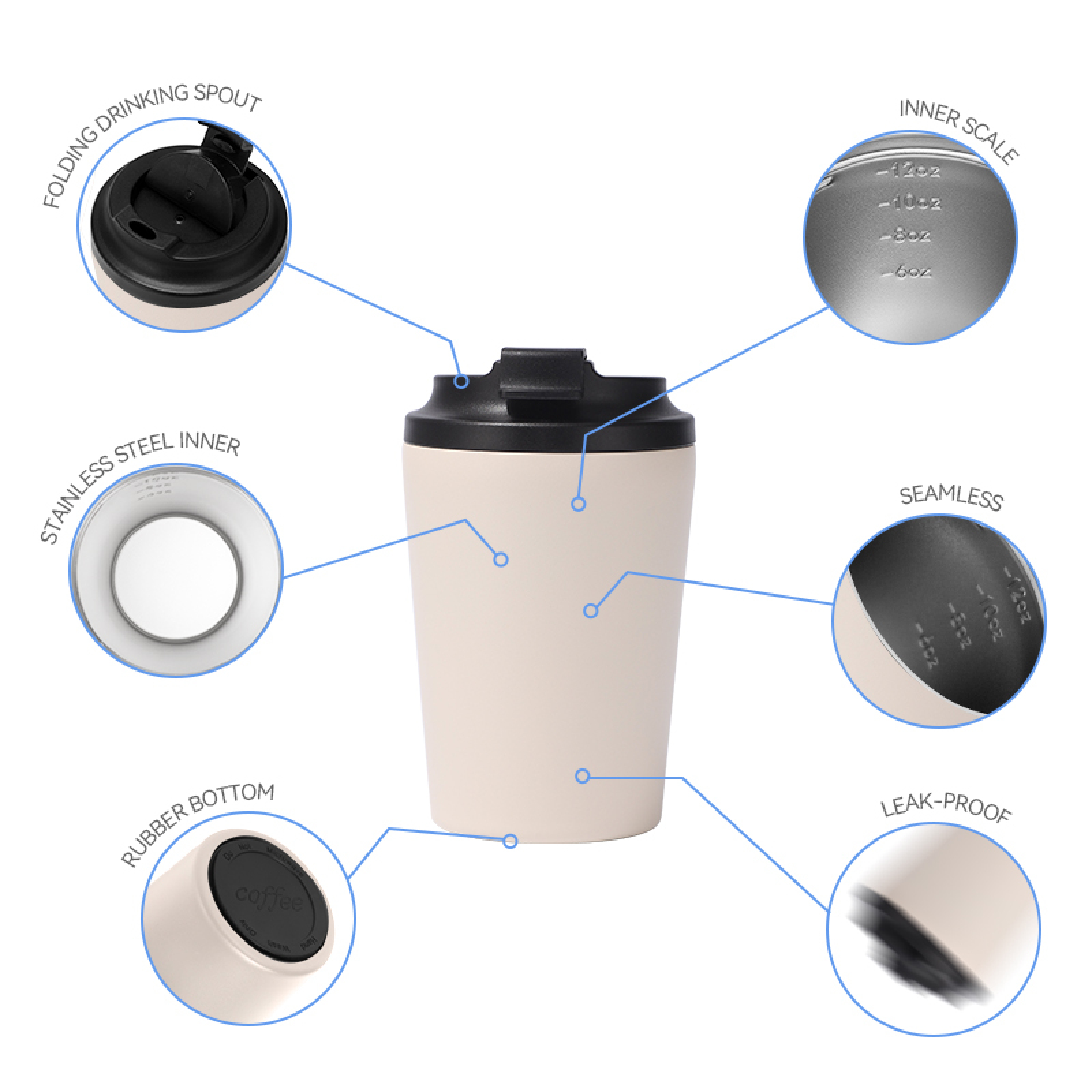 Custom Logo Stainless Steel Coffee Cup Double-Walled Insulated 12oz Coffee Mug Eco-Friendly Reusable Outdoor Sports Travel Cup
