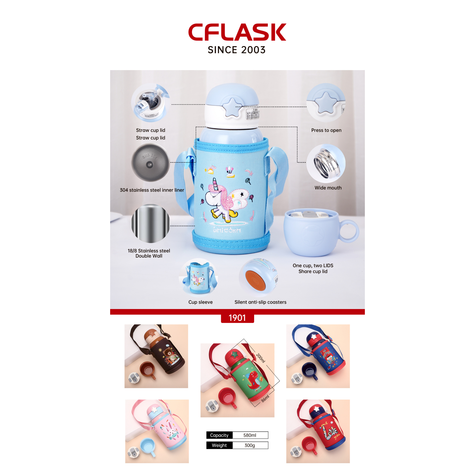 New 304 Stainless Steel Kids Vacuum Cup with Smart LED Temperature Display Tumbler for Children