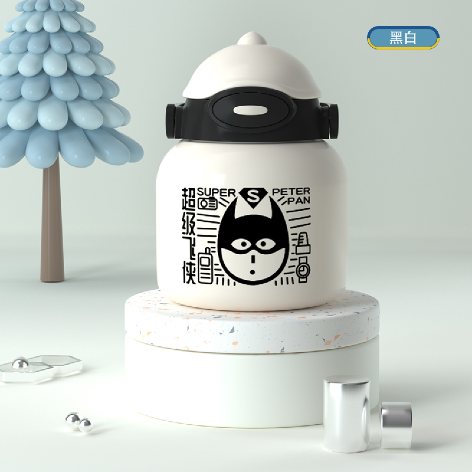 Brand Cute Cartoon Stainless Steel Thermos Flask for Kids Student Portable Portable Water Bottle Big Belly Cup With Straw