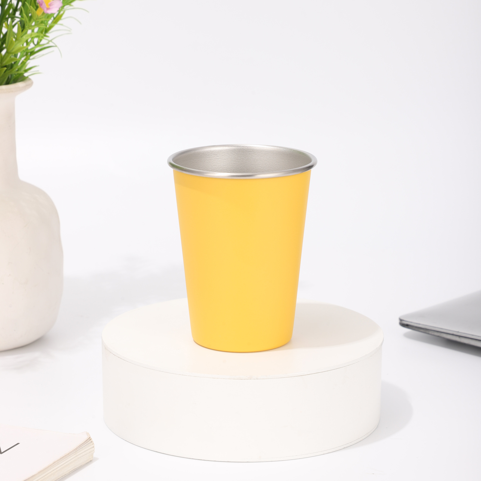 Cflask Unbreakable Durable Single Wall Stainless Steel Pint Cup, Metal Beer Tumbler, Custom Logo Available Vacuum Insulated Mug