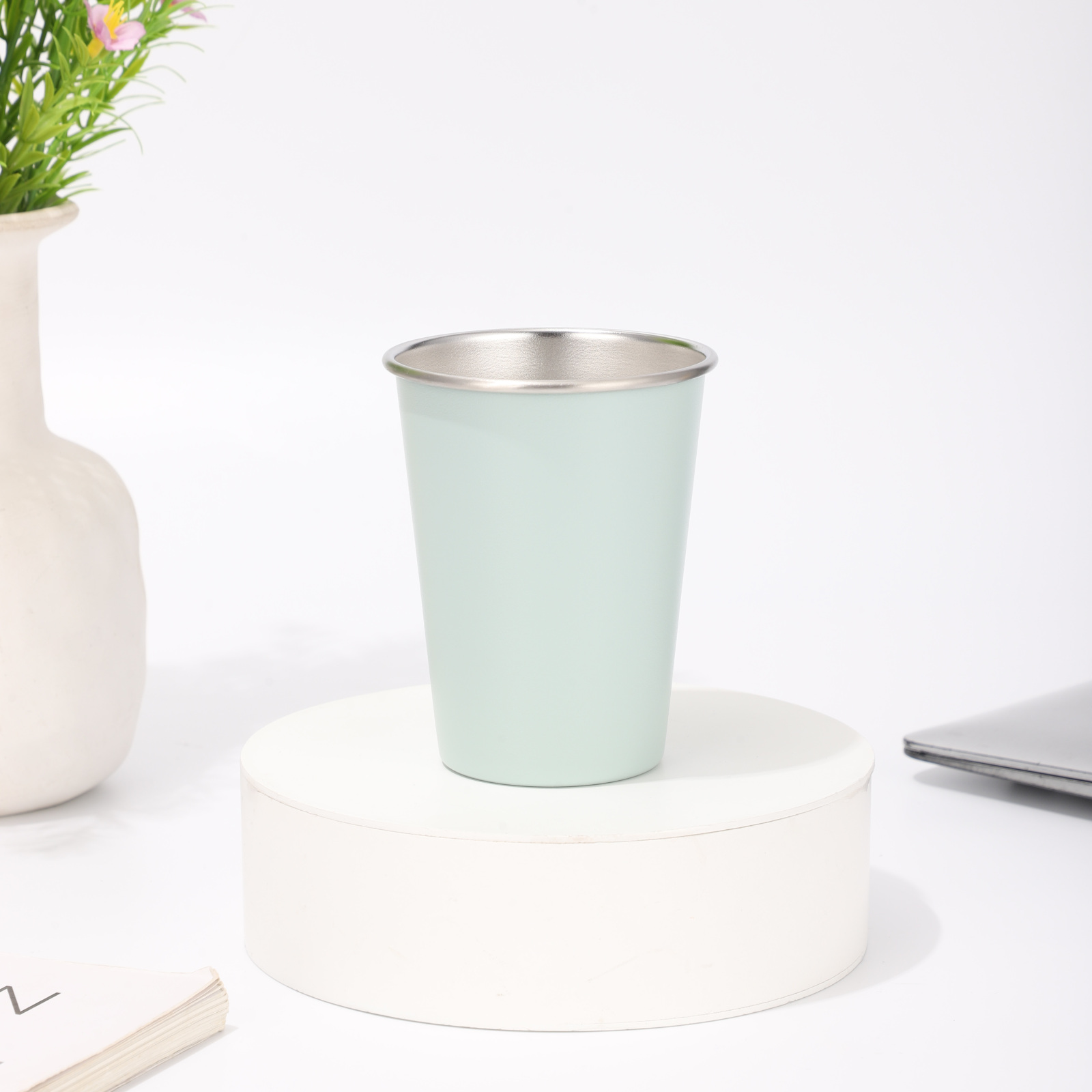 Cflask Unbreakable Durable Single Wall Stainless Steel Pint Cup, Metal Beer Tumbler, Custom Logo Available Vacuum Insulated Mug