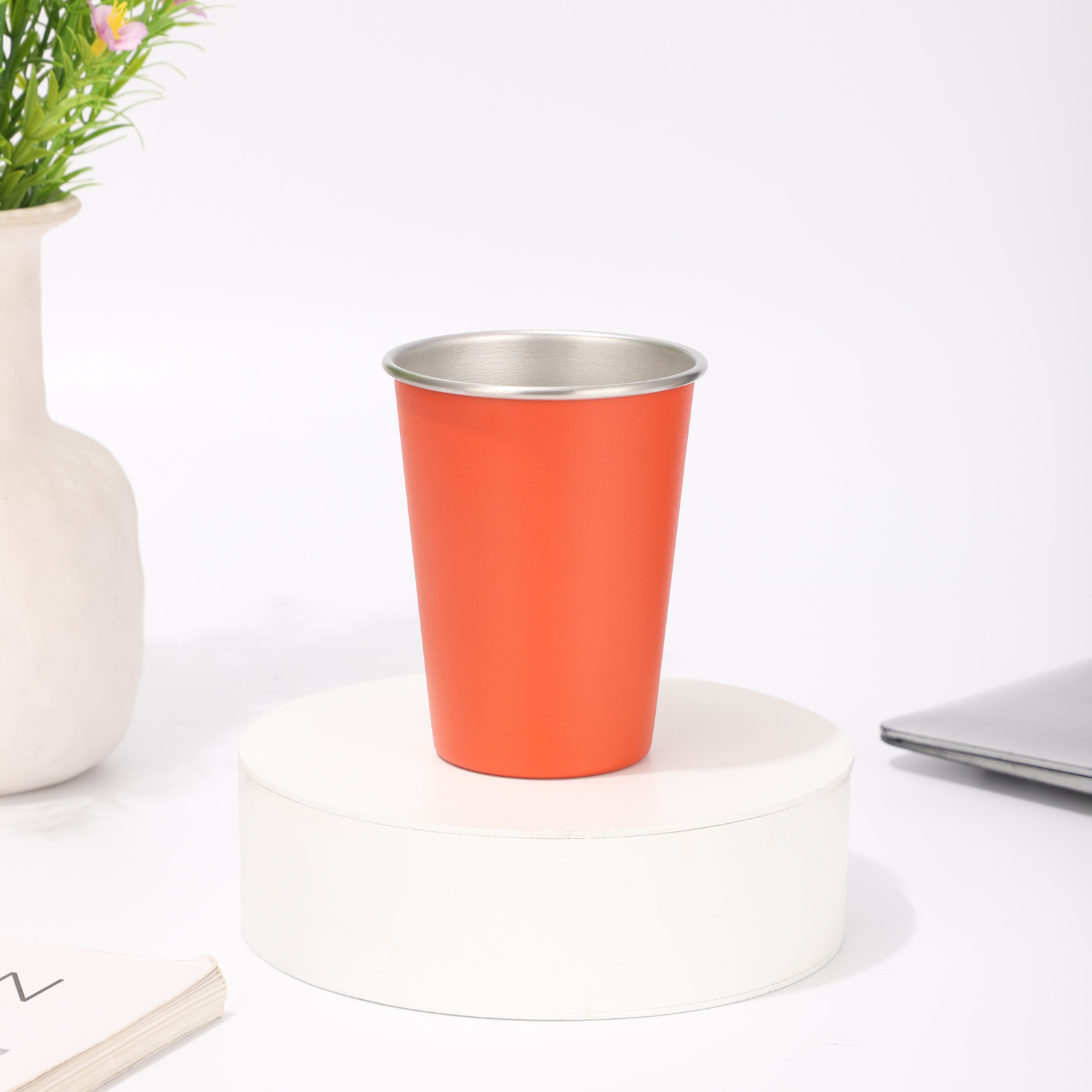 Cflask Unbreakable Durable Single Wall Stainless Steel Pint Cup, Metal Beer Tumbler, Custom Logo Available Vacuum Insulated Mug