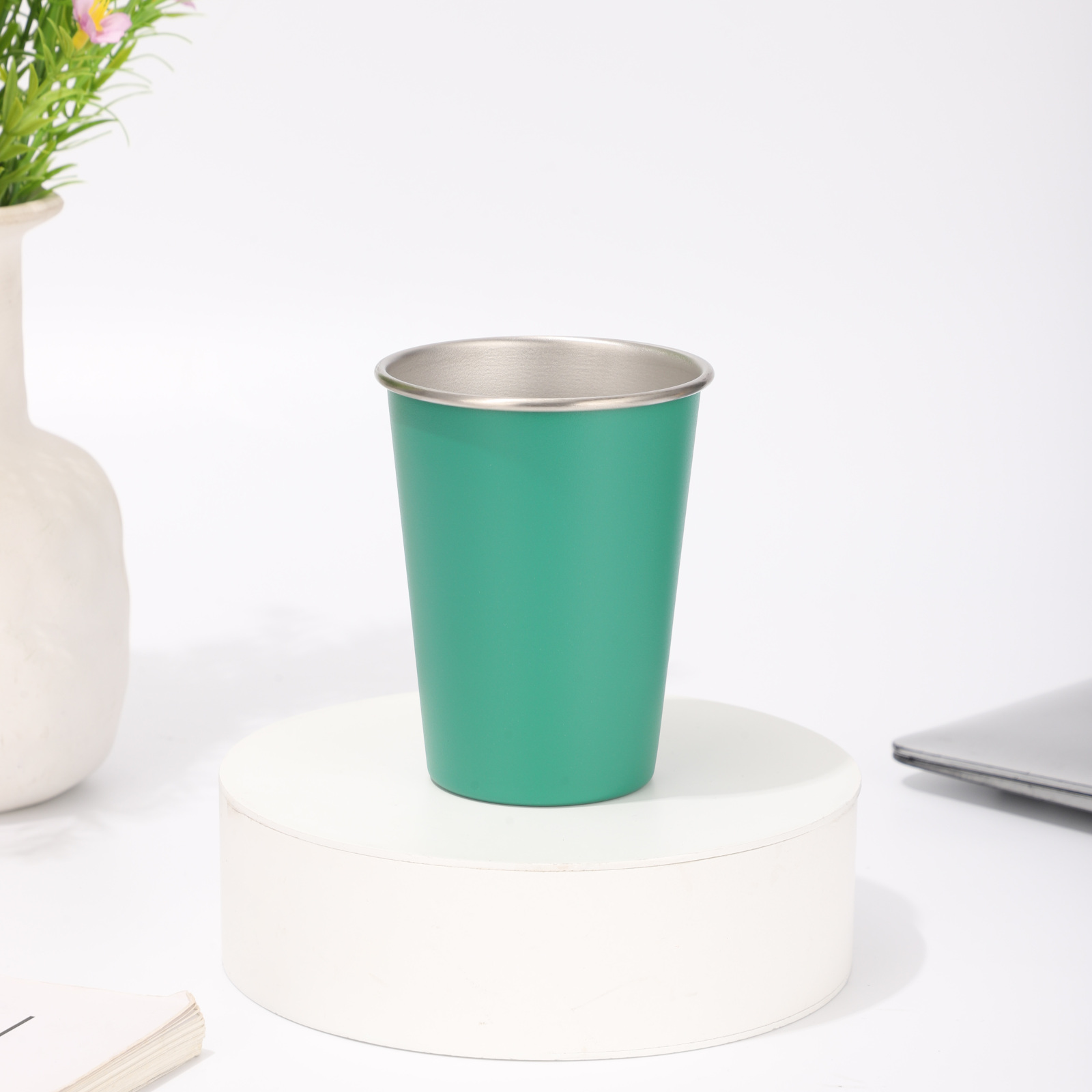 Cflask Unbreakable Durable Single Wall Stainless Steel Pint Cup, Metal Beer Tumbler, Custom Logo Available Vacuum Insulated Mug