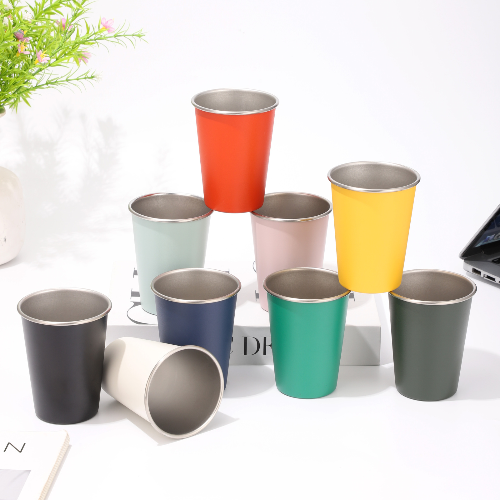 Cflask Unbreakable Durable Single Wall Stainless Steel Pint Cup, Metal Beer Tumbler, Custom Logo Available Vacuum Insulated Mug