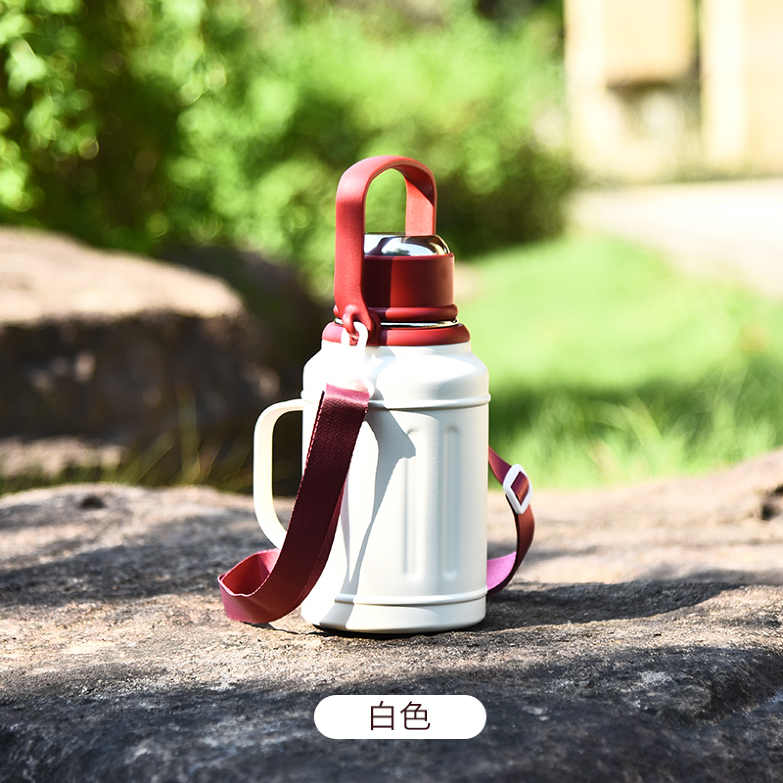 HOT SALE 15oz 2-in-1 Sharing Cup Water Bottle with Push-Open Spring Lid & Tea Filter – 304 Stainless Steel Double Wall Insulated – Adjustable Nylon Sling Strap – BPA Free – OEM Custom Logo – CFLASK NO31