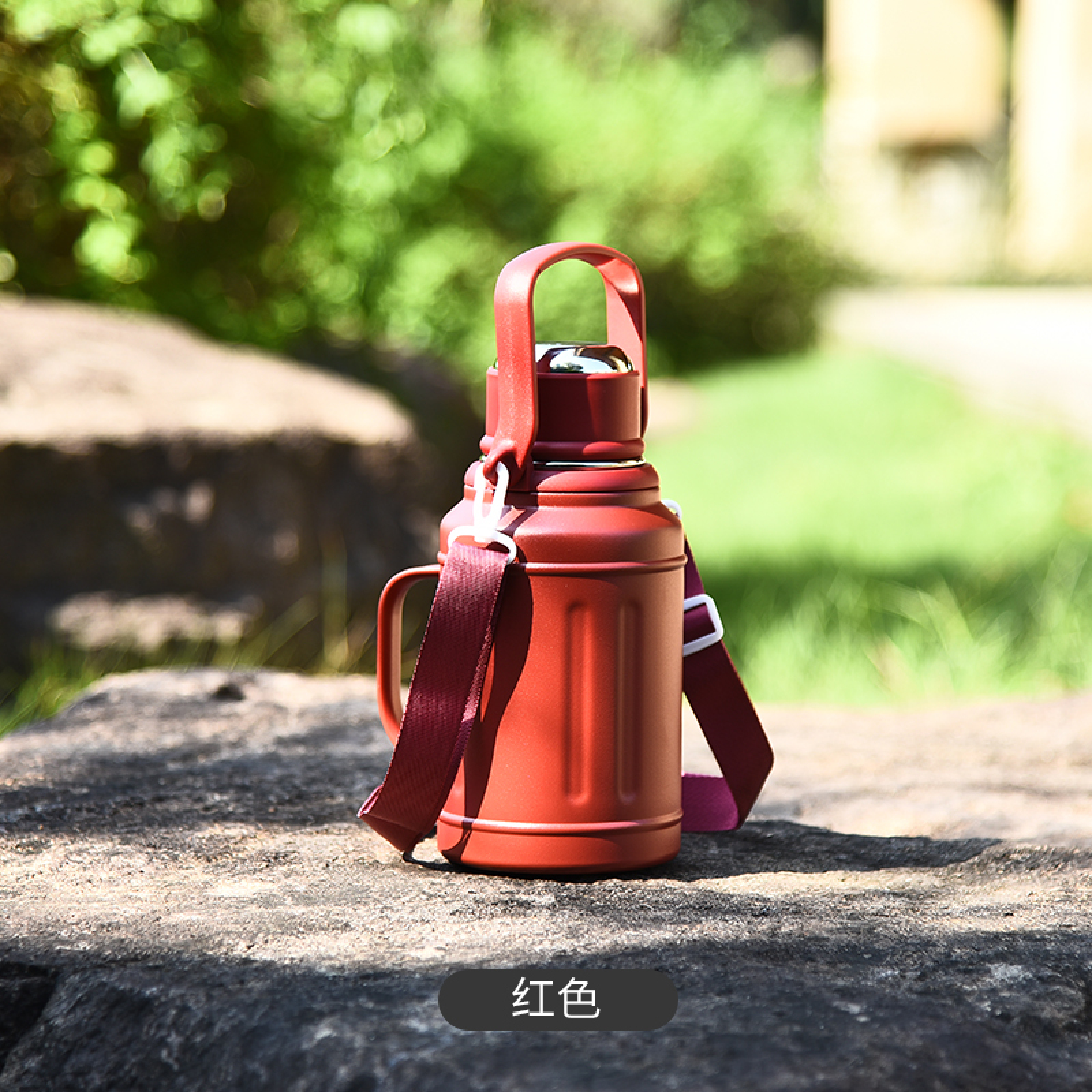 HOT SALE 15oz 2-in-1 Sharing Cup Water Bottle with Push-Open Spring Lid & Tea Filter – 304 Stainless Steel Double Wall Insulated – Adjustable Nylon Sling Strap – BPA Free – OEM Custom Logo – CFLASK NO31