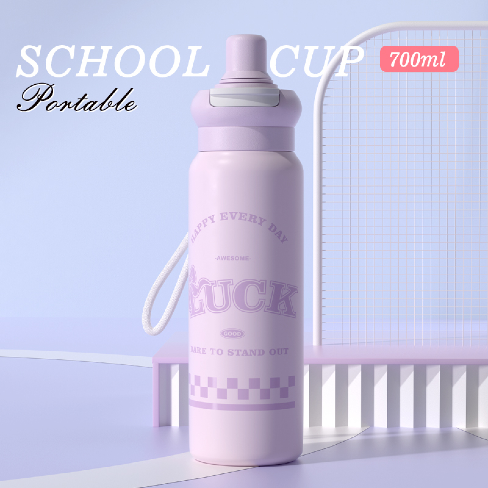 Cflask 057 700ml 316 Stainless Steel Insulated Sports Water Bottle, Portable Outdoor Fitness Thermal Cup for Kids Boys & Girls