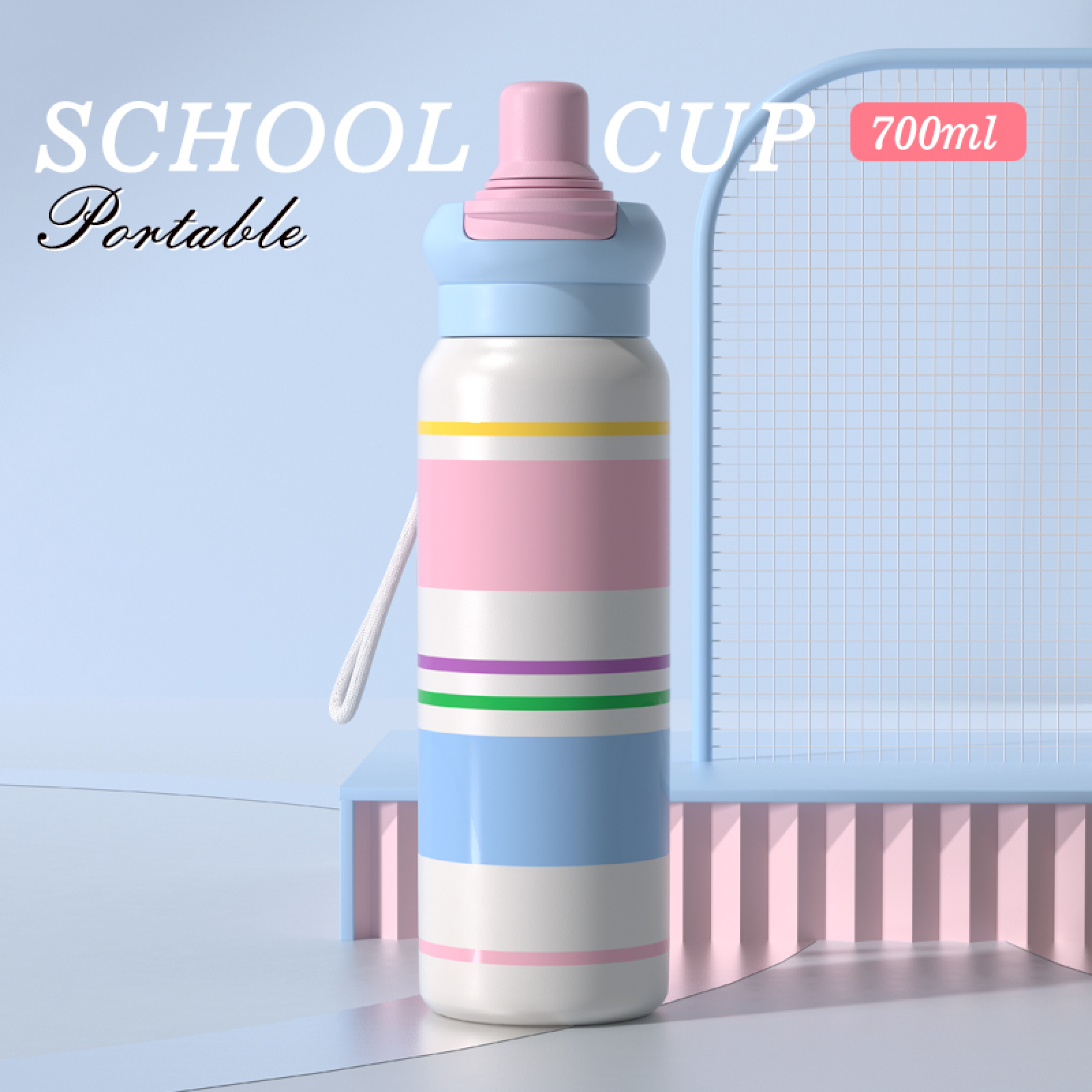 Cflask 057 700ml 316 Stainless Steel Insulated Sports Water Bottle, Portable Outdoor Fitness Thermal Cup for Kids Boys & Girls