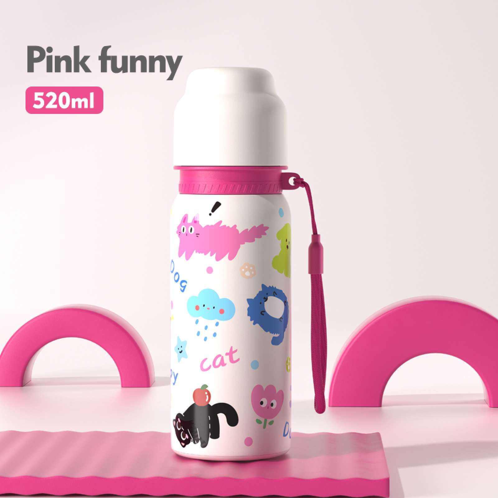 Cflask 500ml Cute Cartoon Animal 316 Stainless Steel Thermos Cup | Dual Purpose Insulated Water Bottle for Kids & Students