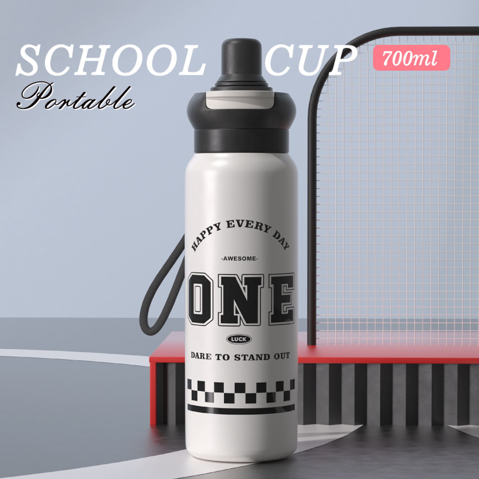 Cflask 057 700ml 316 Stainless Steel Insulated Sports Water Bottle, Portable Outdoor Fitness Thermal Cup for Kids Boys & Girls