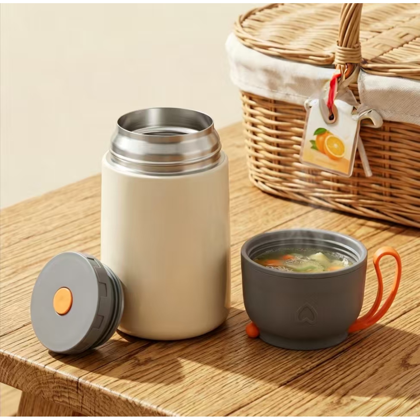 CFLASK Insulated Food Jar with Folding Plastic Spoon  450ml/650ml Stainless Steel Thermal Lunch Container, Leakproof, BPA-Free for Kids & Adults