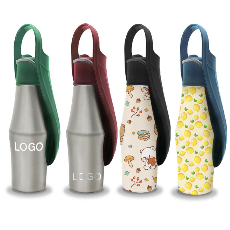 Wholesale Portable Pet Travel Water Bottle Dispenser Stainless Steel  Single Wall Pet Water Bottle for Dogs With Handle