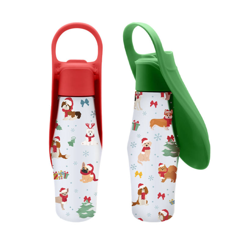 Wholesale Portable Pet Travel Water Bottle Dispenser Stainless Steel  Single Wall Pet Water Bottle for Dogs With Handle