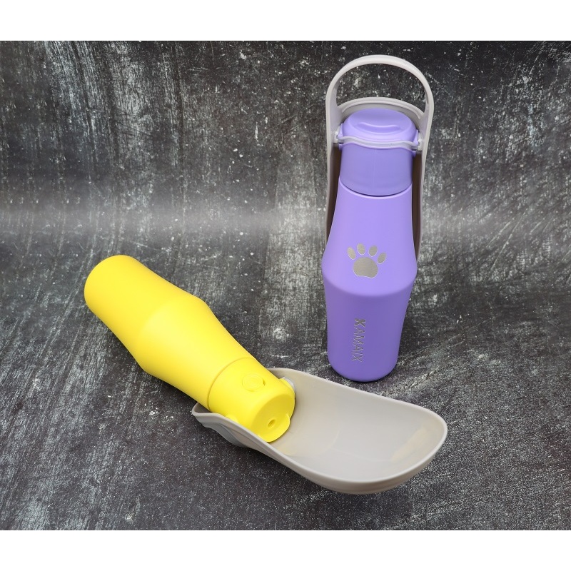 New Trending 25oz Single Wall Stainless Steel Dog Drinking Feeder Running Pet Bottle Reusable Water Dispenser with PP Top