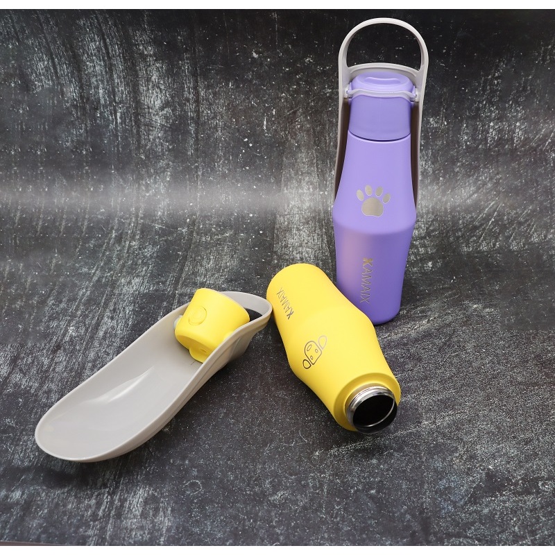 New Trending 25oz Single Wall Stainless Steel Dog Drinking Feeder Running Pet Bottle Reusable Water Dispenser with PP Top