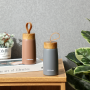 Wholesale Stainless Steel Vacuum Insulated Water Bottle with Custom Logo Wooden Lid Thermo