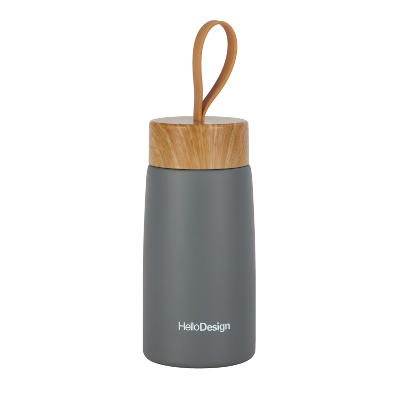 Wholesale Stainless Steel Vacuum Insulated Water Bottle with Custom Logo Wooden Lid Thermo