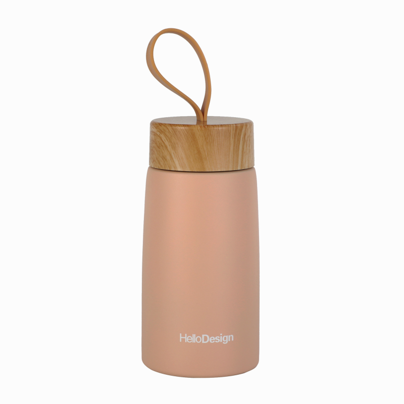 Wholesale Stainless Steel Vacuum Insulated Water Bottle with Custom Logo Wooden Lid Thermo