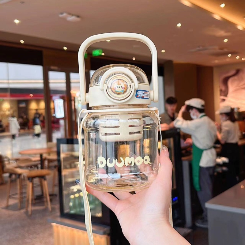 Top Fashion 1000ml Tritan Water Bottle for Women Cute Plastic Drinkware with Straw and Straps
