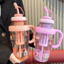 Large Capacity 1300ml Large Capacity Milk Tea Cups High Quality Summer Use Plastic Water Bottles with Handles and Straw Caps