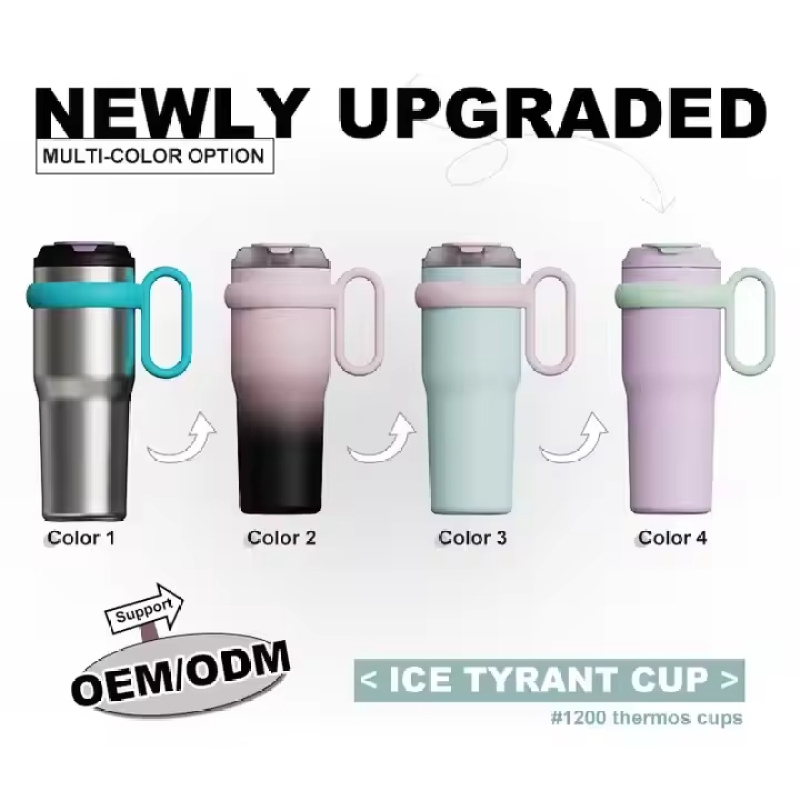 Manufacturer's Direct Sale 900ml Vacuum Insulated Stainless Steel Drum Travel Cup with Straw Handle and Ice Cream Cup